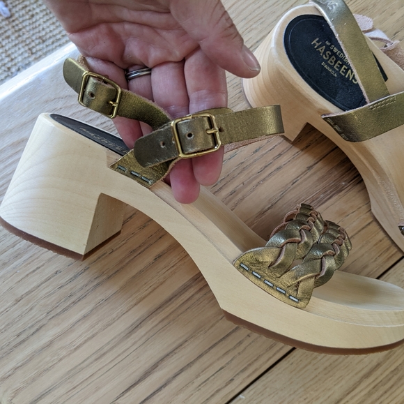 Swedish Hasbeen *never worn* Braided Sandal Wooden Clog - Picture 8 of 15